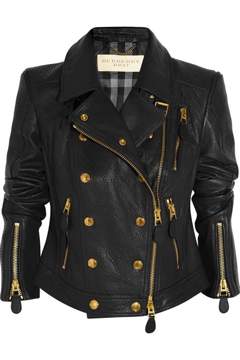 burberry cropped leather biker jacket